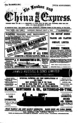 cover page of London and China Express published on May 4, 1888