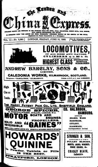 cover page of London and China Express published on June 18, 1909