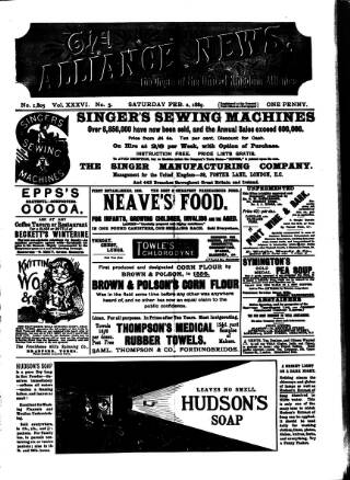 cover page of Alliance News published on February 2, 1889