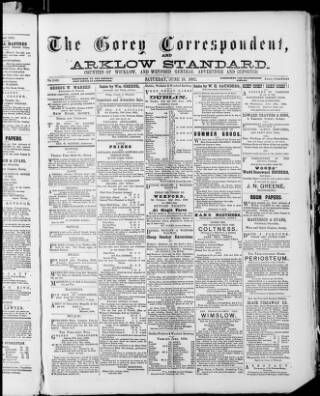 cover page of Gorey Correspondent published on June 18, 1892