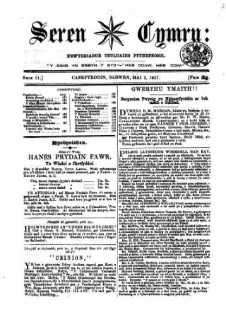 cover page of Seren Cymru published on May 2, 1857