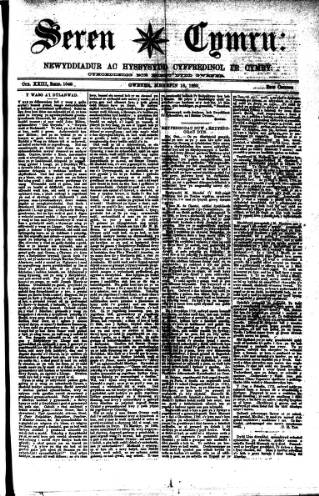 cover page of Seren Cymru published on June 18, 1880