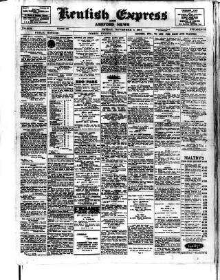 cover page of Kentish Express published on November 2, 1934