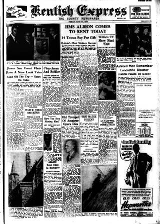 cover page of Kentish Express published on June 18, 1954
