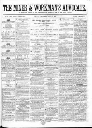 cover page of British Miner and General Newsman published on June 18, 1864