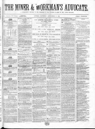 cover page of British Miner and General Newsman published on September 17, 1864
