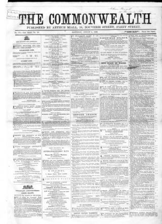 cover page of British Miner and General Newsman published on August 4, 1866
