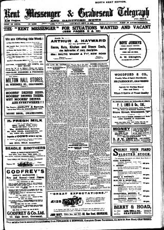 cover page of Kent Messenger & Gravesend Telegraph published on September 17, 1921