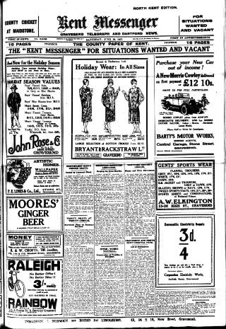 cover page of Kent Messenger & Gravesend Telegraph published on June 18, 1927