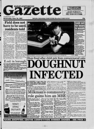 cover page of Ruislip & Northwood Gazette published on June 18, 1997