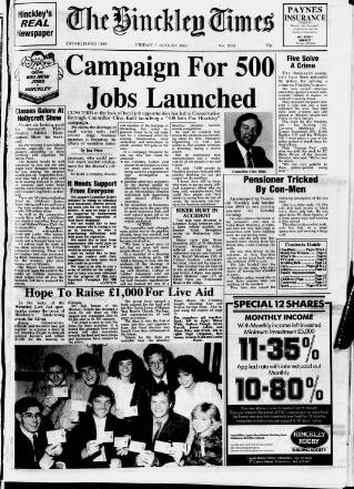 cover page of Hinckley Times published on August 2, 1985