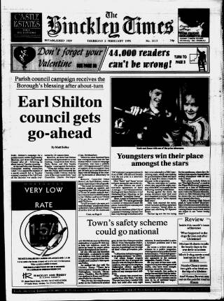 cover page of Hinckley Times published on February 2, 1995