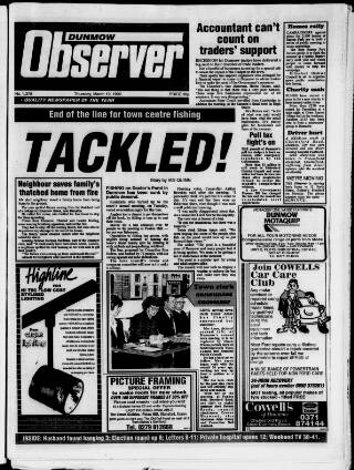 cover page of Dunmow Observer published on March 19, 1992