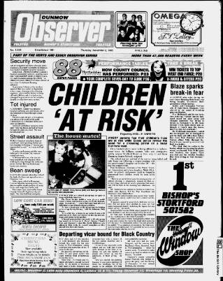 cover page of Dunmow Observer published on November 2, 1995