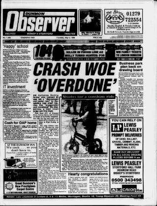 cover page of Dunmow Observer published on May 2, 1996