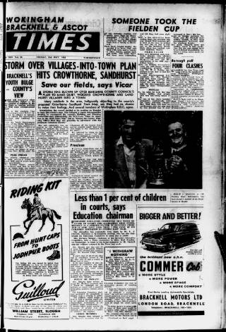 cover page of Wokingham Times published on May 2, 1958