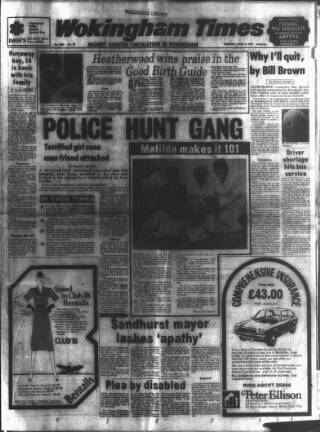 cover page of Wokingham Times published on April 5, 1979