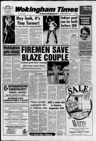 cover page of Wokingham Times published on August 2, 1990