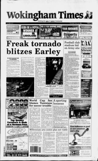 cover page of Wokingham Times published on June 18, 1998