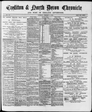cover page of Crediton Gazette published on February 2, 1884