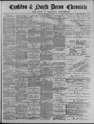 cover page of Crediton Gazette published on September 17, 1887