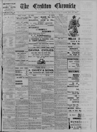 cover page of Crediton Gazette published on June 18, 1910