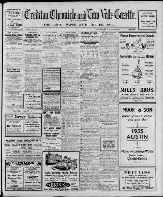 cover page of Crediton Gazette published on May 2, 1935