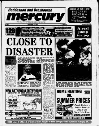 cover page of Hoddesdon and Broxbourne Mercury published on September 17, 1993