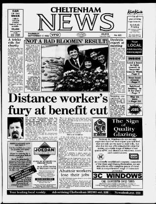 cover page of Cheltenham News published on September 17, 1992