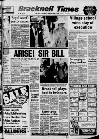 cover page of Bracknell Times published on June 18, 1981