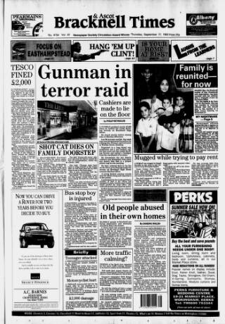 cover page of Bracknell Times published on September 17, 1992