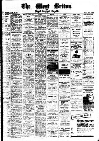 cover page of West Briton and Cornwall Advertiser published on June 18, 1962