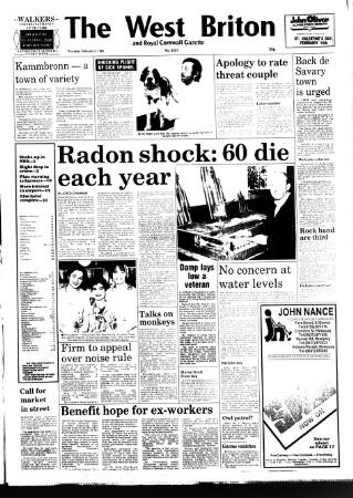 cover page of West Briton and Cornwall Advertiser published on February 2, 1989