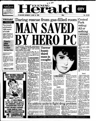 cover page of Western Evening Herald published on June 18, 1990