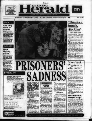 cover page of Western Evening Herald published on May 2, 1992