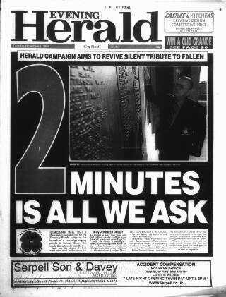 cover page of Western Evening Herald published on November 2, 1999