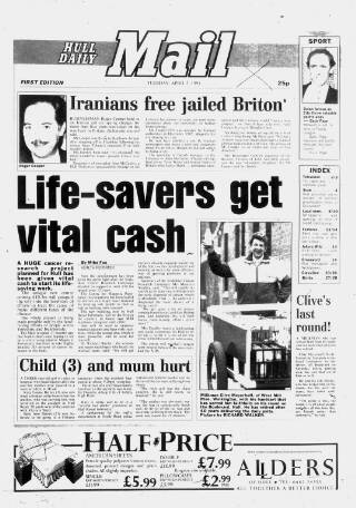 cover page of Hull Daily Mail published on April 2, 1991