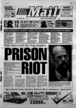 cover page of Hull Daily Mail published on November 2, 1993