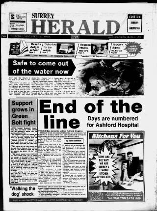 cover page of Sunbury & Shepperton Herald published on November 2, 1989