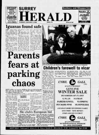 cover page of Sunbury & Shepperton Herald published on February 2, 1995