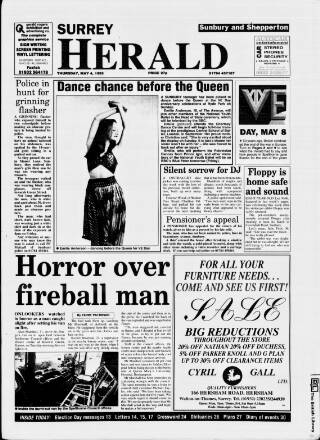 cover page of Sunbury & Shepperton Herald published on May 4, 1995