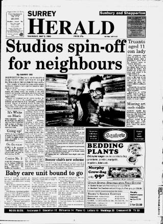 cover page of Sunbury & Shepperton Herald published on May 2, 1996