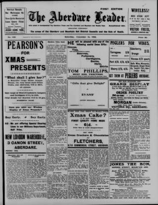 cover page of Aberdare Leader published on December 14, 1929