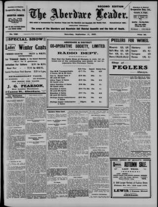 cover page of Aberdare Leader published on September 17, 1932