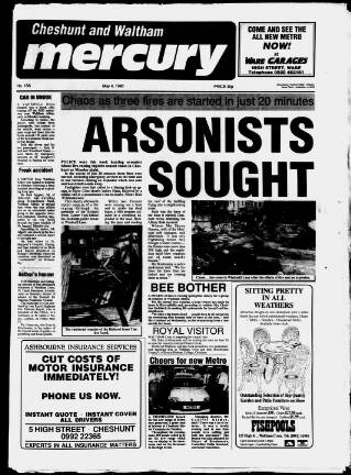cover page of Cheshunt and Waltham Mercury published on May 4, 1990