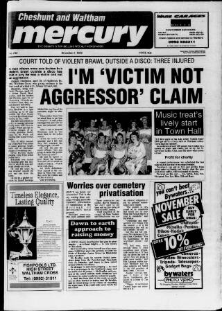 cover page of Cheshunt and Waltham Mercury published on November 2, 1990