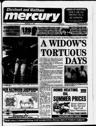 cover page of Cheshunt and Waltham Mercury published on September 17, 1993