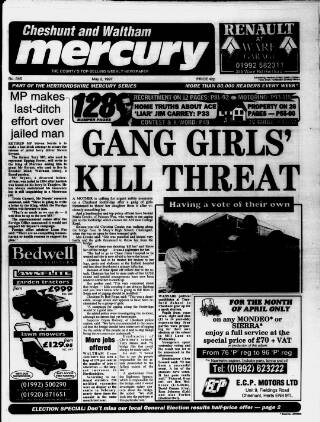 cover page of Cheshunt and Waltham Mercury published on May 2, 1997
