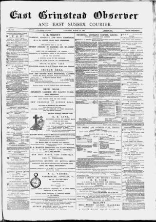 cover page of East Grinstead Observer published on March 19, 1892