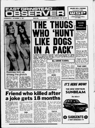 cover page of East Grinstead Observer published on November 2, 1977
